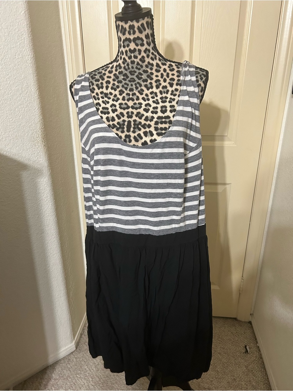 Striped Gray & Black Sleeveless dress